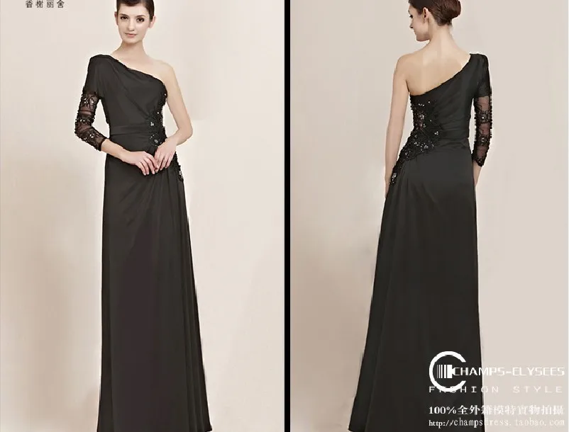 Новинка года; vestido de festa; Черное длинное сексуальное кружевное вечернее платье с кристаллами и рукавами; элегантное платье для невесты; платья для матери невесты