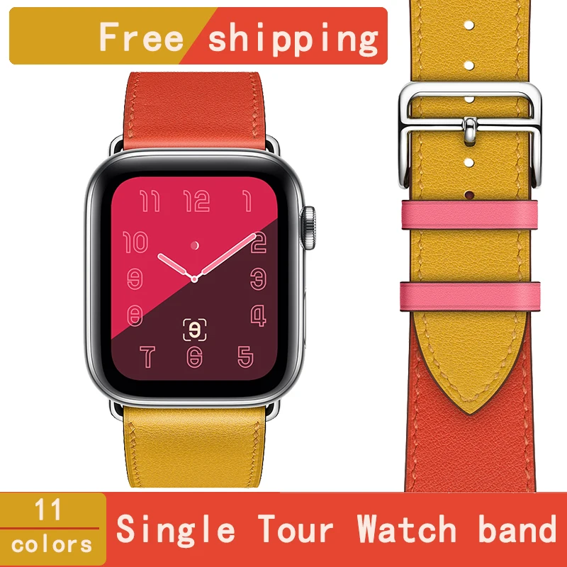 

Kebitt genuine leather men women single tour bands For apple watch series 5 4 3 2 iwatch herm strap 38 40mm 42 44MM band