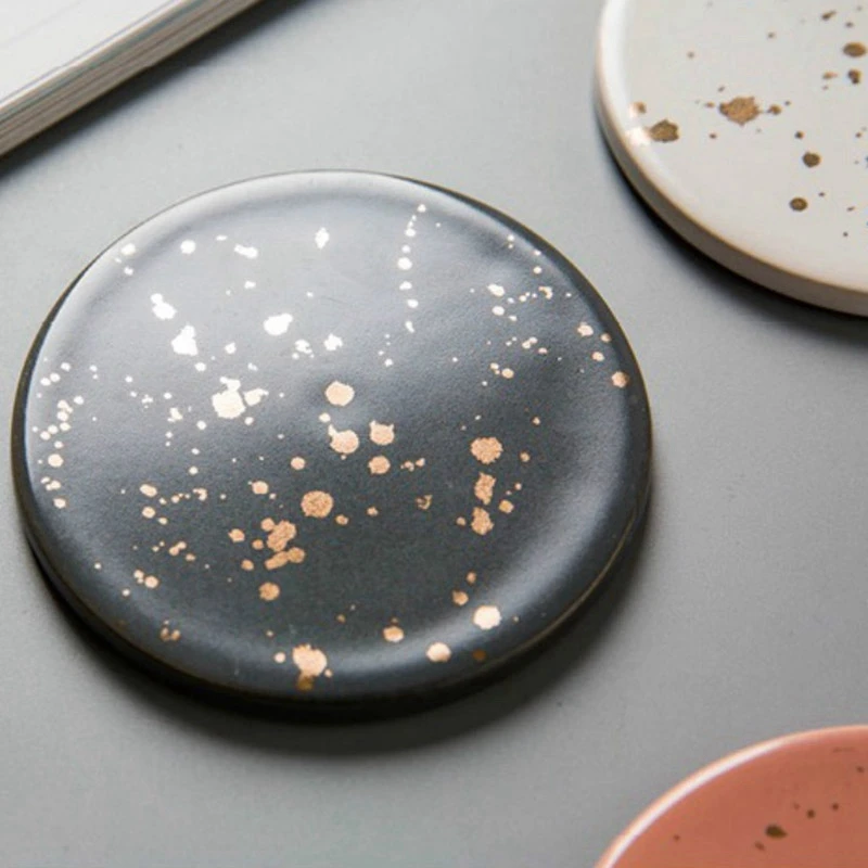 

Table Placemat Coffee Cup Pad Coasters Ceramic Round Cork Coaster Mat Heat Resistant Pads Modern Simple Art Desk Decoration 4P