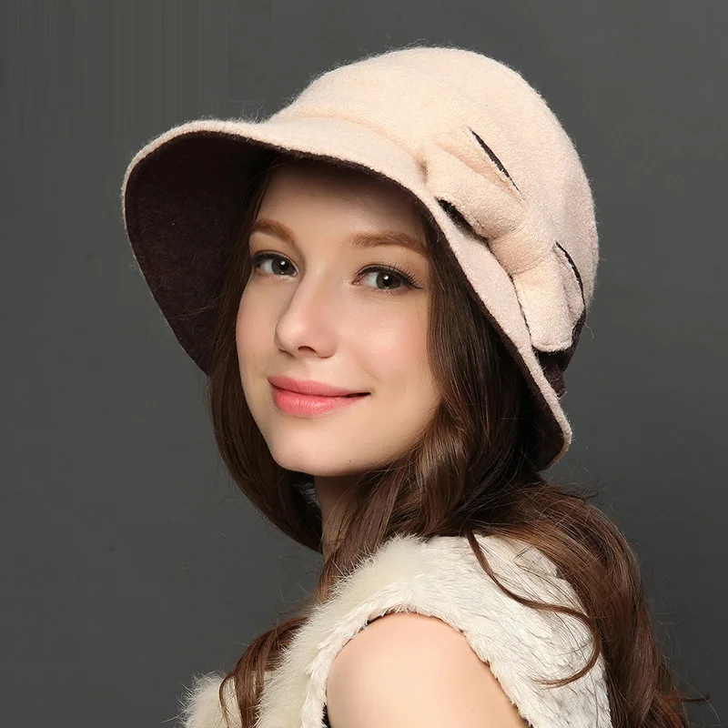 Lady New Autumn Winter Noble Fedoras Hat European American Elegant Girls Fashion Cap Ladies