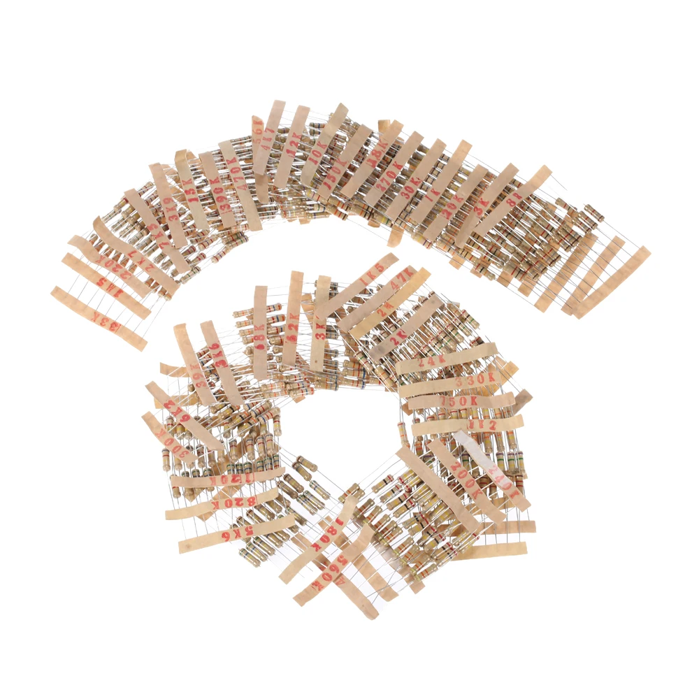 480Pcs 5/% 1W Carbon Resistors 1K-330K ohm 48 Values Assortment Kit