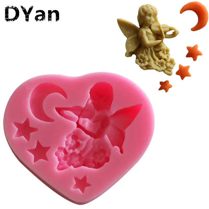 

Angel Girl & Violin & Moon Star Silicone Fondant Soap 3D Cake Mold Cupcake Jelly Candy Chocolate Decoration Baking Tool A028