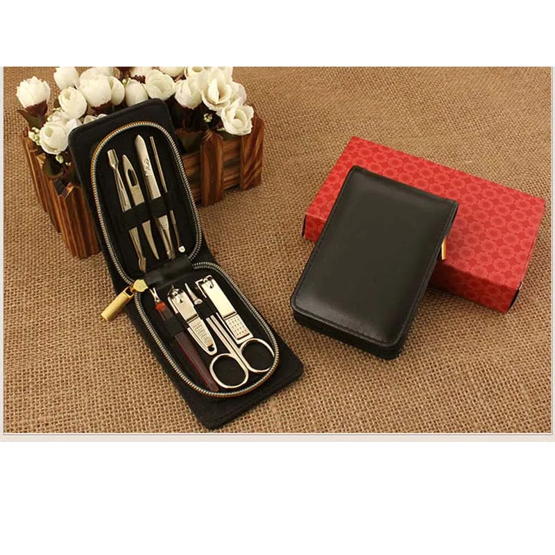 

8Pcs/Set Gold Plating Professional Travel Manicure Pedicure Set Nail Care Set Kit Tool For Women Girl Child Kid Gift