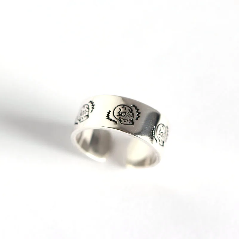 925 пробы серебряные кольца с костями и черепами для женщин минималистичные изменяемые размеры модные ювелирные изделия корейские черные кольца на палец в стиле панк