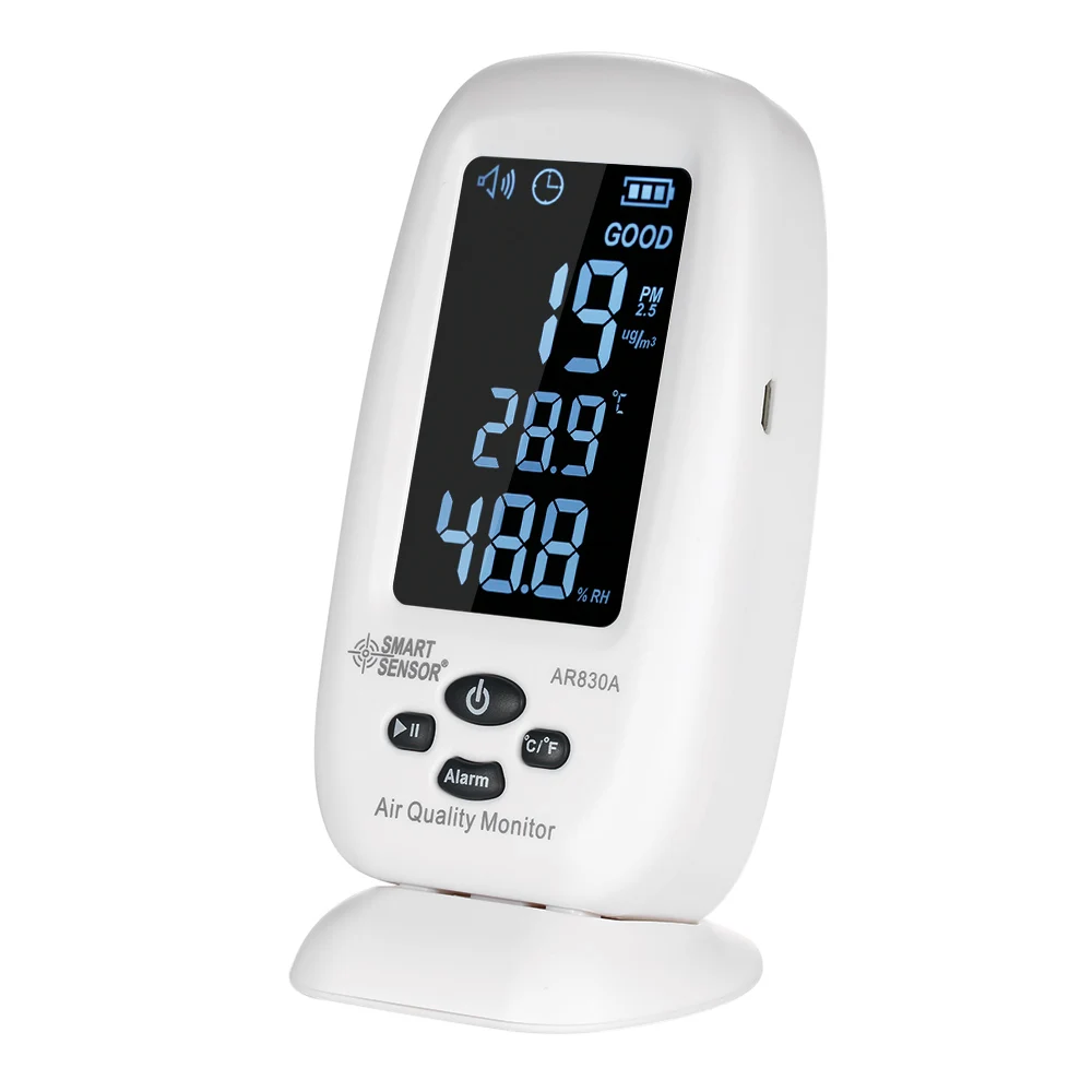 

SMART SENSOR 5-in-1 Digital Air Quality Monitor with Temperature Humidity PM2.5 Air Quality Monitoring Tool Indoor