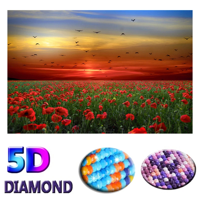 DIY Алмазная вышивка цветок морские пейзажи крестиком 5D мозаика закат пейзаж
