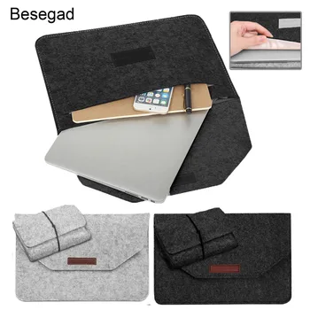 

Besegad Felt Laptop Sleeve Case Bag w/Power Adapter Pouch for Apple Macbook Mac book Ipad Pro Air Retina Samsung 12/13/15 Inch