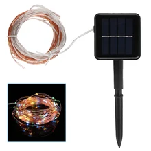 10 м 20 м медная проволока Солнечная Светодиодная лента Сказочный праздничный свет декоративная лента садовый газон Свадьба X'mas вечерние декоративная подстветка