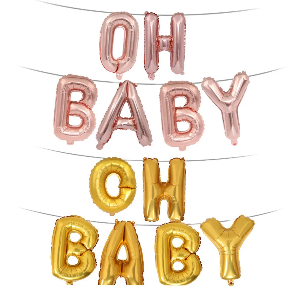 

16' OH BABY rose gold/ gold/ silver hanging foil balloon Baby Shower Show Anniversaire Bapteme Mariage Lumineux19MAR18