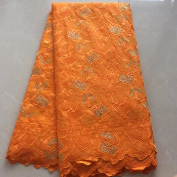 

High Quality Heavy lace swiss voile lace,cotton lace fabric,Orange Color African Cotton Voile Lace Fabric,Super Quality