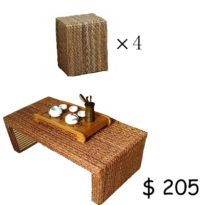 Эспрессо и журнальный столик и стулья сиденья сделаны strew для гостиной мебель Япония Ретро стиль - Цвет: Small size set E