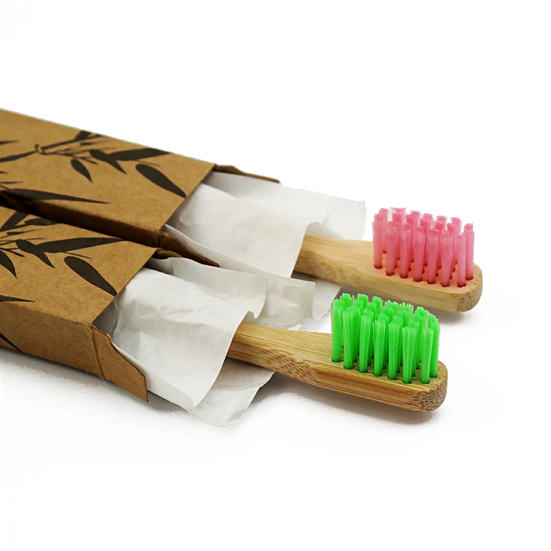 2pcs/pack Child Toothbrush Natural Bamboo Toothbrush Small Soft Head