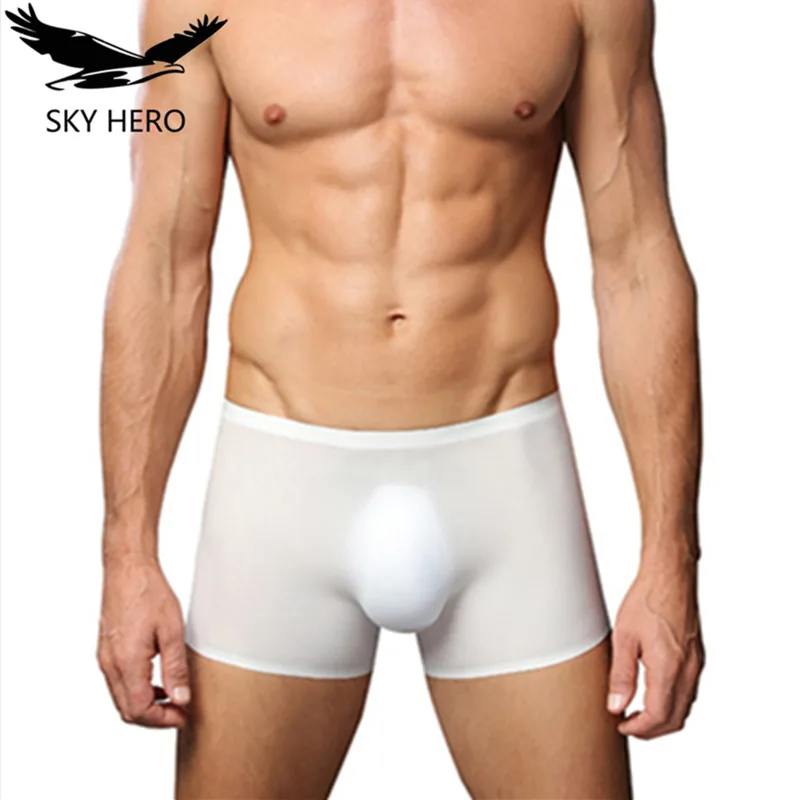 Мужские трусы боксеры бесшовные шелковые прозрачные шорты metrosexu view|shorts transparent|cueca