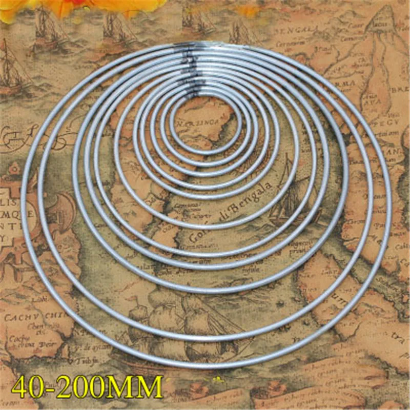 1pack/lot Rhodium Big Dream Catcher Circle Ring Craft 40-190mm Metal Rings For Dream Catchers Hoops Hanging DIY Connectors