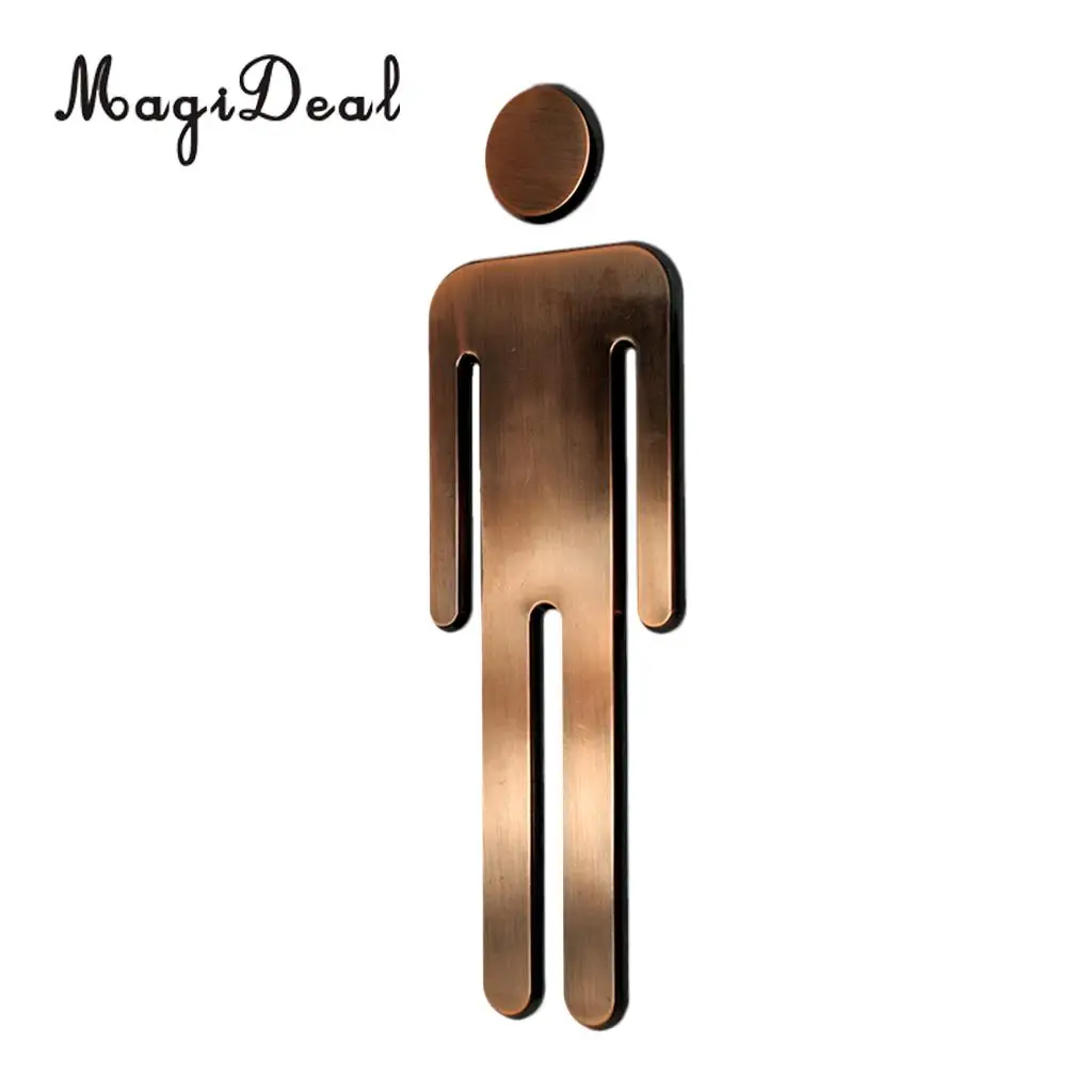 MagiDeal Man&Woman WC Stickers Toilet Signs Restroom Washroom Signage Plaque Bronze Long Lifespan
