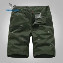 Летние Новые мужские хлопковые шорты сплошной цвет вышитый короткие мужские брюки на молнии свободные мужские шорты кэжуал Большие размеры