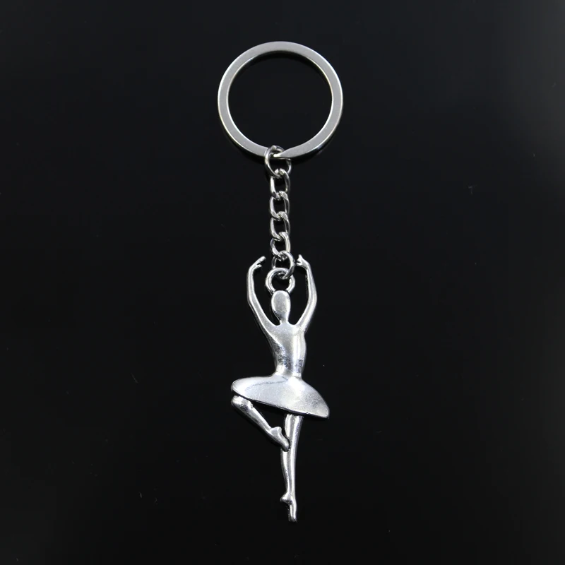 

Fashion Keychain 63x23mm ballet girl dancer ballerina Pendants DIY Men Jewelry Car Key Chain Ring Holder Souvenir For Gift