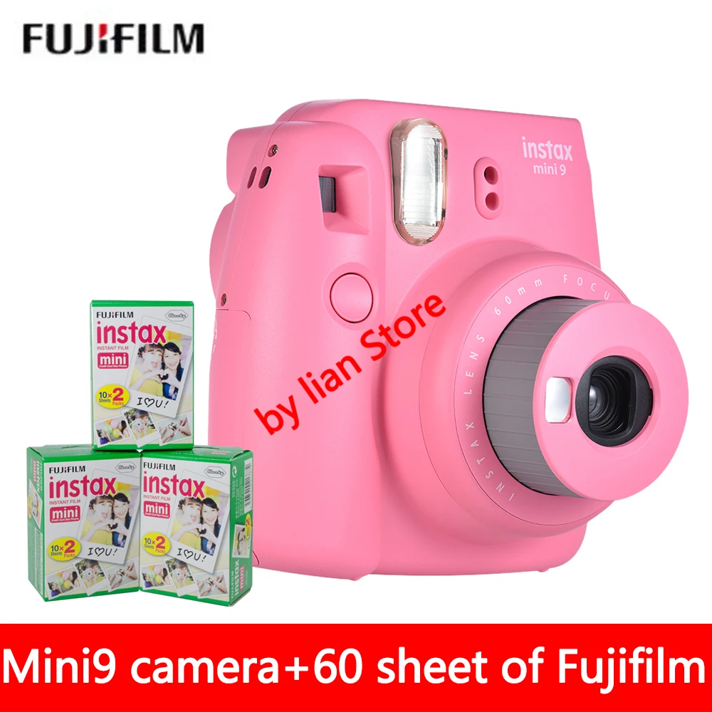 Новинка 5 цветов Fujifilm Instax Mini 9 мгновенная фотокамера+ 60 листов Fuji Instax Mini 8 белая пленка+ объектив для съемки крупным планом