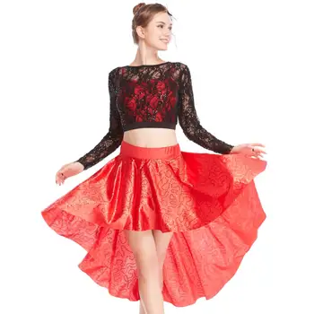 

Lace Sequined Long-Sleeves Dance Dress Performance Costumes Wear
