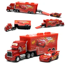 Disney Pixar Carros 2 Brinquedos 2 pcs Relâmpago McQueen Mack Caminhão rei 1:55 Diecast Metal Liga Modle Figuras Presentes Brinquedos Para Crianças