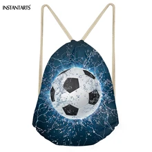 INSTANTARTS 3D Ice Soccerly мяч для мальчиков с принтом завязки сумки Повседневное многофункциональный хранения Packpack Softback Дети школьная сумка