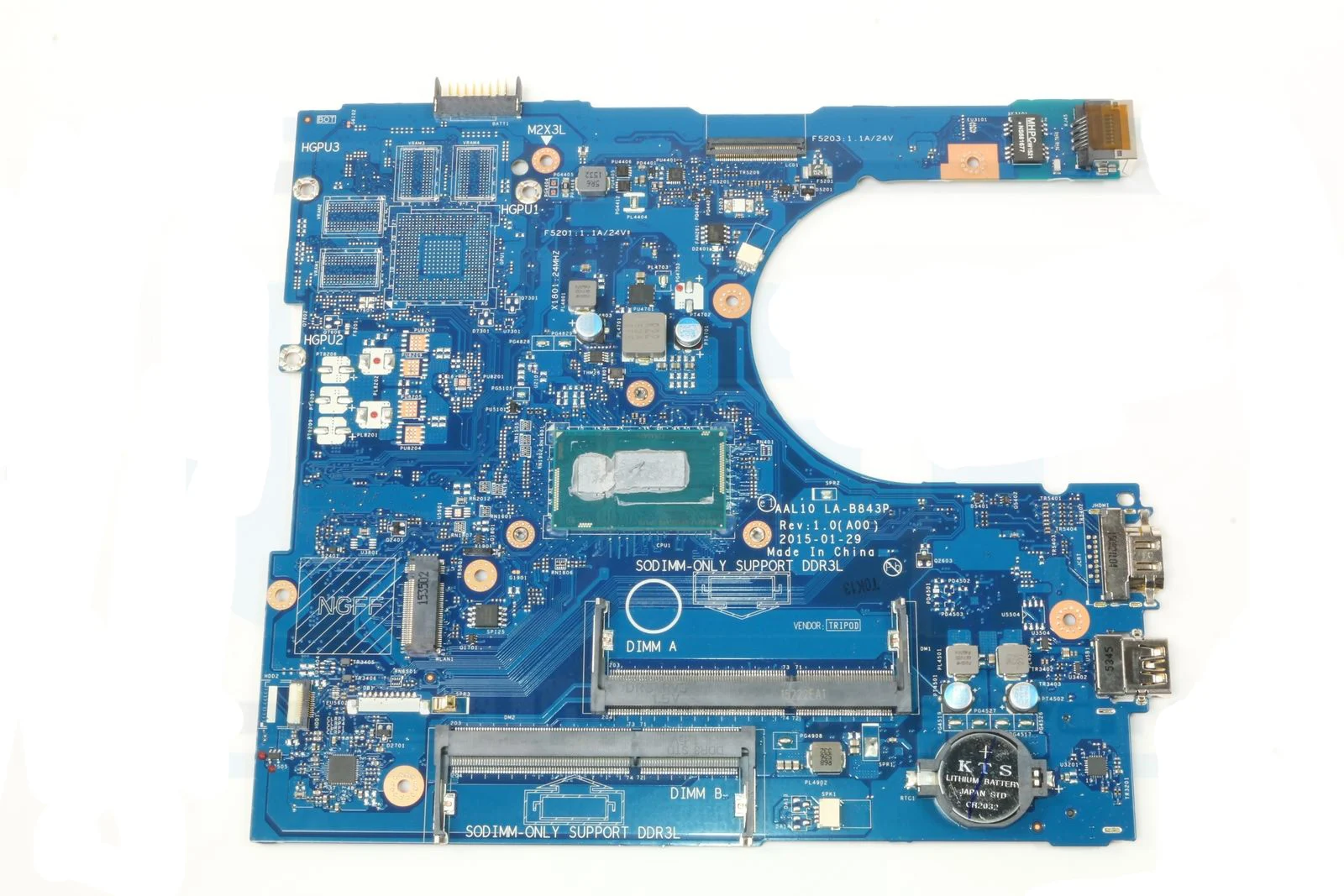 

Laptop Motherboard for Dell 15 5458 5558 5758 AAL10 LA-B843P CN-0W45H6 0W45H6 W45H6 SR1EK I3-4005U DDR3L Fully Tested