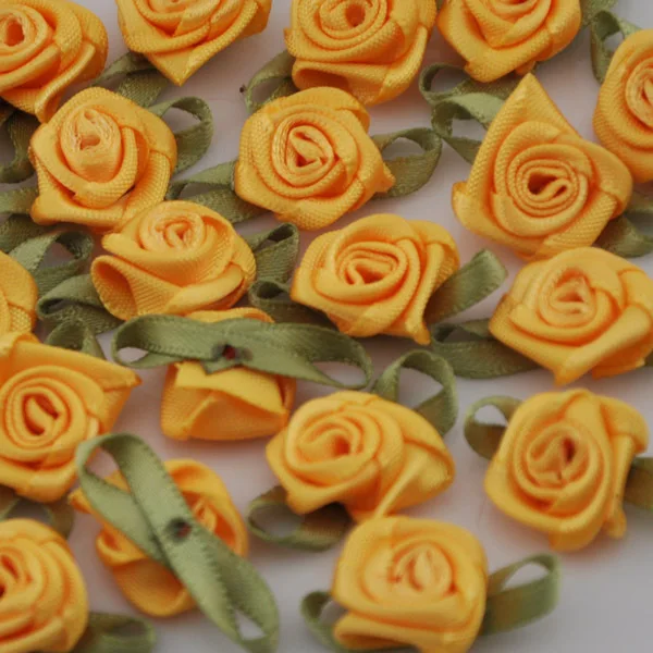 50 шт. разноцветные ленты розы ручной работы Цветы для одежды Швейные Аппликации diy Аксессуары свадебные украшения A039 - Цвет: Yellow
