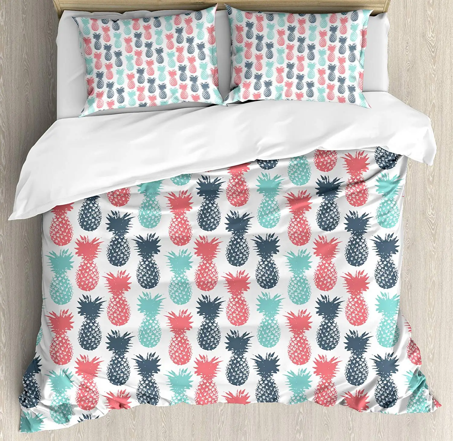 Pineapple Duvet Cover Set Island Pineapple Tropic Fruit Pattern Stamped