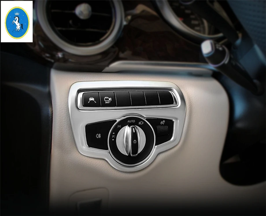 Yimaautotrims головного света лампы кнопка включения украшения крышка отделка подходит для Mercedes Benz V класса V260 W447- из АБС-пластика