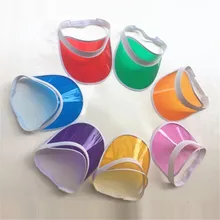 8 шт./лот, летние яркие прозрачные ПВХ пластиковые шапки, женские регулируемые разноцветные солнцезащитные козырьки, кепки с УФ защитой, пляжные вечерние шапки