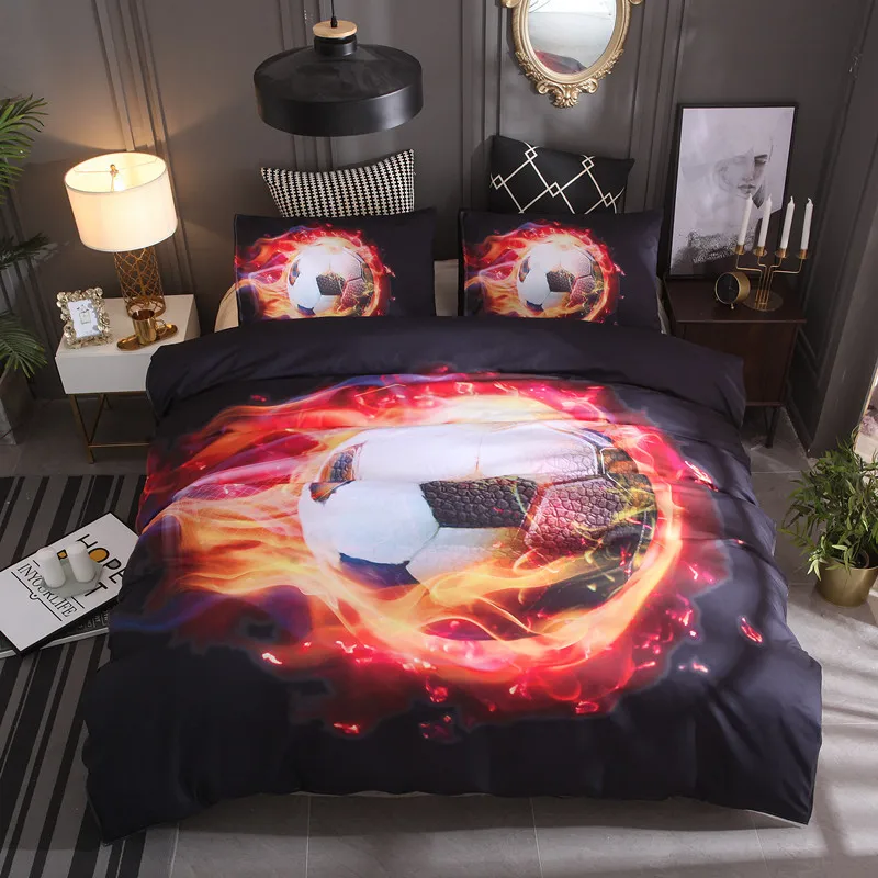 3D постельный набор огненный футбол покрывало Покрывало покрывало Постельное белье набор пододеяльников Твин Королева Король Размер постельное белье