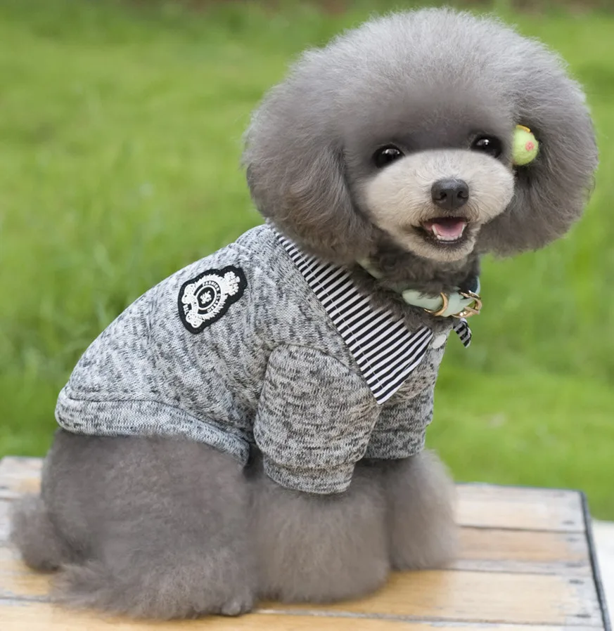 Зимнее теплое пальто для собак, одежда для маленьких собак, куртки, мягкий свитер для собак, зимняя одежда для чихуахуа, рубашка для питомцев 11AY40S1 - Цвет: Grey