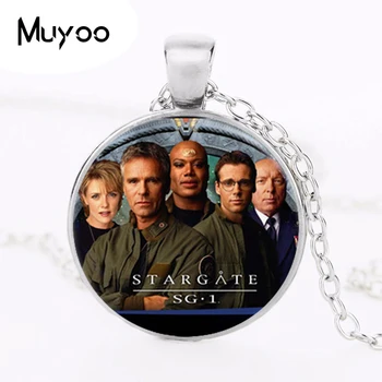 

1pcslot Stargate Five Men Photo Pendant Necklace Cabochon Vintage Black Chain Statement Necklace For WomenMen HZ1