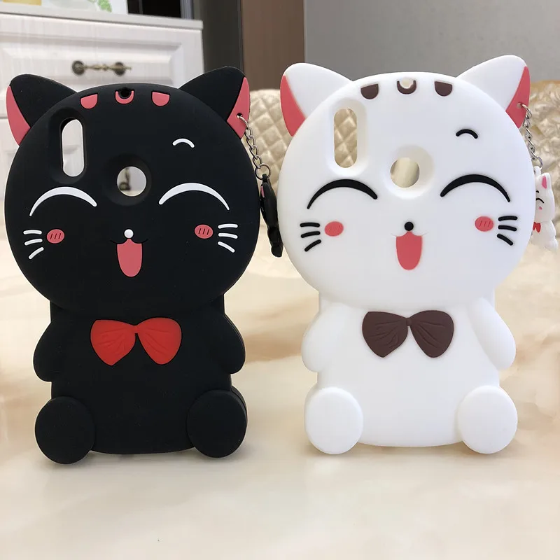 

For Huawei Y9 2019 3D Silicon Lucky Cat Cartoon Soft Cell Phone Case Cover for Huawei Y9 2019 JKM-LX1 JKM-LX3 6.5 inch