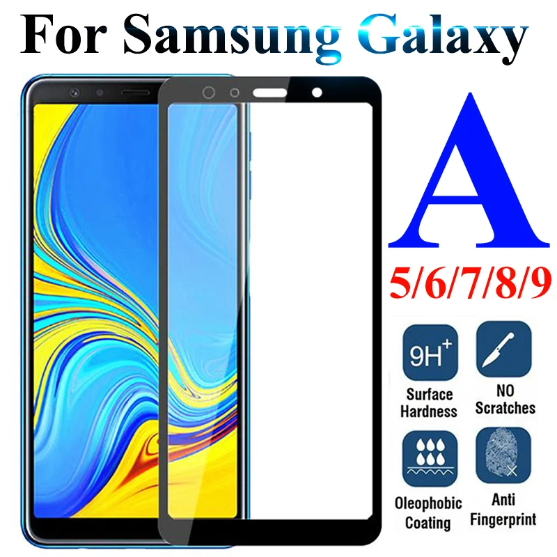 

screen protector on for samsung galaxy a8 2018 protective glass samsun galax a5 a6 a7 a9 tempered armor samsyng a 5 6 7 8 sheet