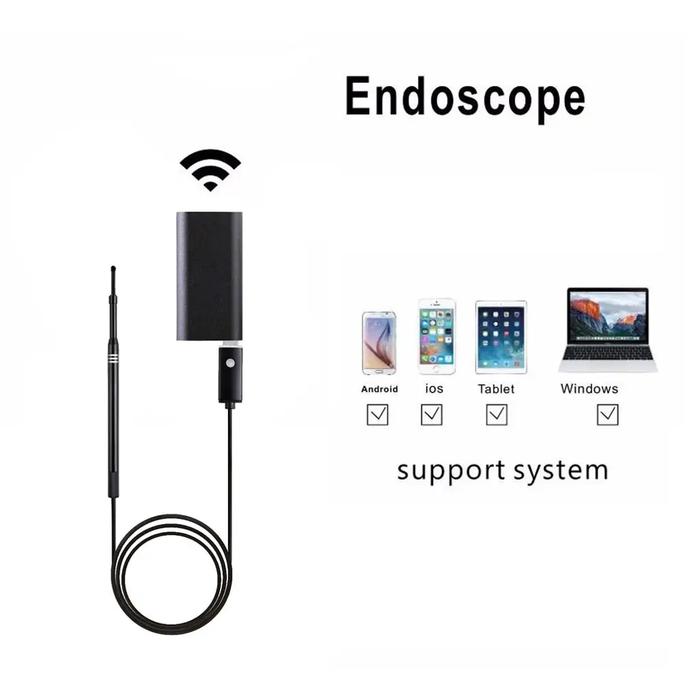 

Wifi Black USB camera endoscope Port Ear Nose Otoscope 5.5mm Visual Lens DDES01 Earpick Endoscope Borescope for PC Windows