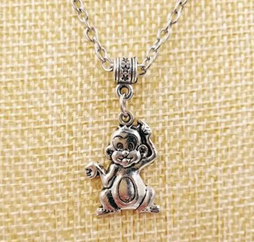 10pcs Vintage Silver Cute monkey Necklace Pendant For Women Girls