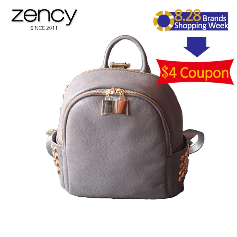 100 Genuine Leather Women s Rivet Backpacks Women bag Ladies Summer Travel Shoulder Bag Girl s