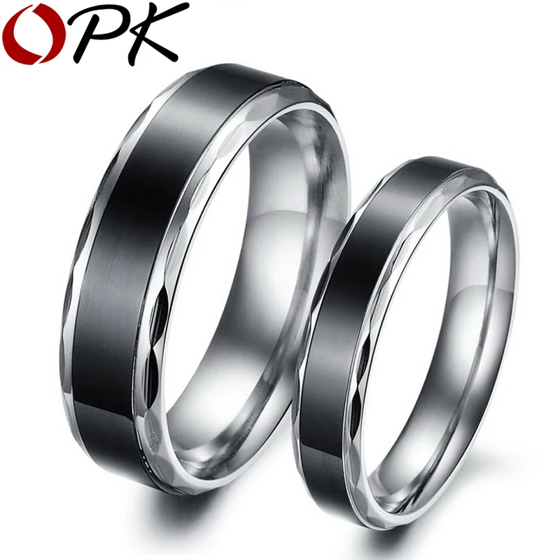 OPK 2018 New Fashion DIY Jewelry Stainless Steel Couple Ring Set For Men Women Jewelry Engagement Wedding Ring for Lovers GJ293