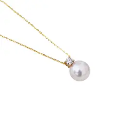 Настоящая алмазная подвеска принцессы 10,5 мм 8,5 мм натуральный круглый жемчужный Шарм ожерелье 18 К Au750 золото с см 45 см цепи для женщин дамы