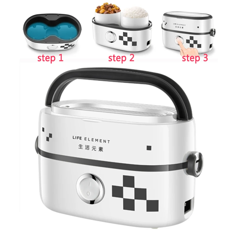 J64 1L Portable Electric Heating Lunch Box Food Warmer plug-in with seal cover 2 ceramic liners One-button operation School Home J64 1L Portable Electric Heating Lunch Box Food Warmer plug-in with seal cover 2 ceramic liners One-button operation School Home