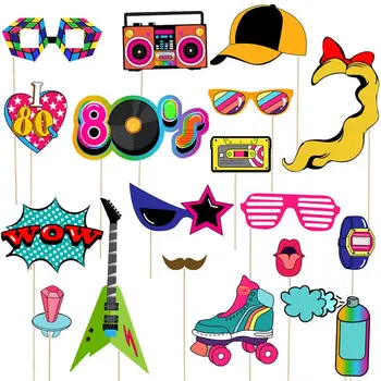 

21Pcs 80s Party Cosplay Photo Booth Props Party Supplies Decoration Favors