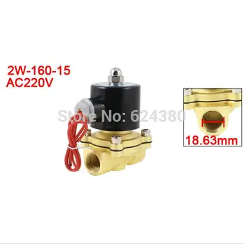 2W-160-15 1/2'' PT Join Pipe Bore 2 Position Two Way Pneumatic Air Electric Solenoid Water Valve NC Normal Closed DC 24V AC 220V upvc 2 way dn40 plastic electric valve tf40 p2 c ac dc9 24v 2 wires 11 2 normal close valve 10nm on off 15 sec metal gear ce