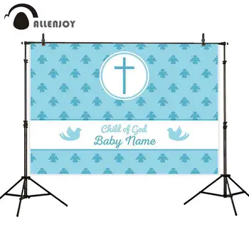 

Allenjoy blue boy baby baptism first communion christening ceremony frame bird angel photocall background photography backdrop