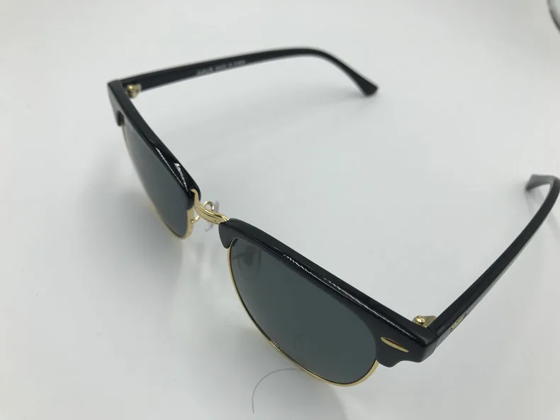 2019 Classic Men Half Frame Sunglasses black glass lens UV 400 Protection Women Vintage Female Sunglass Male Club Sun Glasses