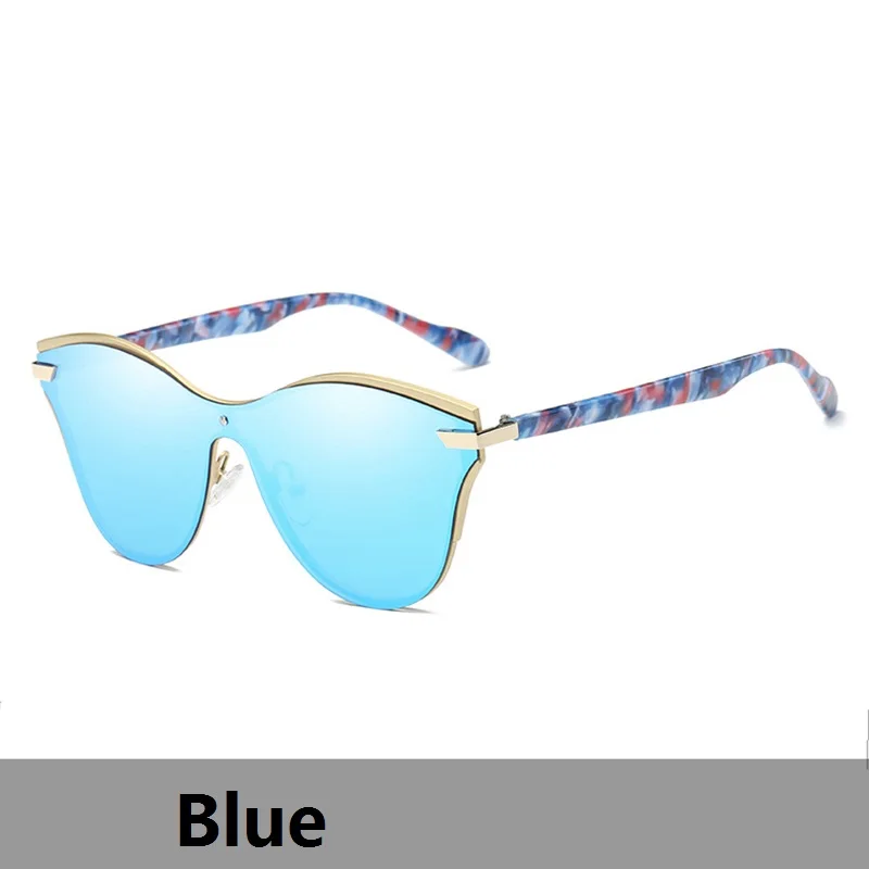 Blue Солнцезащитные очки женские Роскошные Алмазные украшения отражающее покрытие зеркала Оттенки UV400 Клубное оформление праздничные солнцезащитные очки WD0904 - Цвет линз: Blue