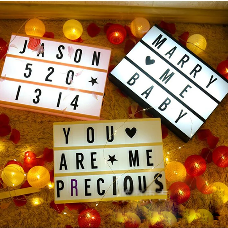 2018 New A4 Size LED Combination Night Light Box Lamp DIY BLACK Letters Cards USB PORT Powered Cinema Lightbox For WeddingParty (9)