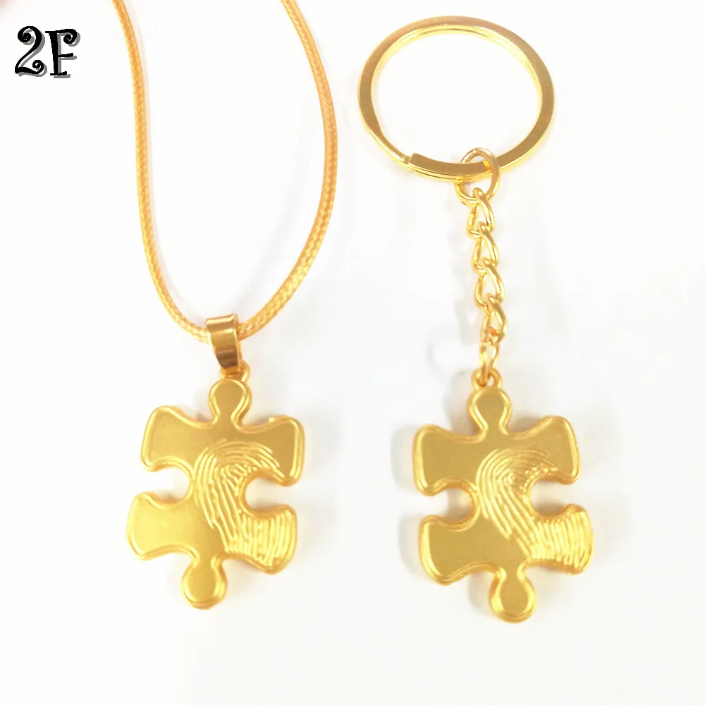 

The Fifth Personality Jigsaw Pieces Necklaces ABA Game Identity V Clue Pieces 3D Triangle Gold Pendant Chokers Women Men Jewelry