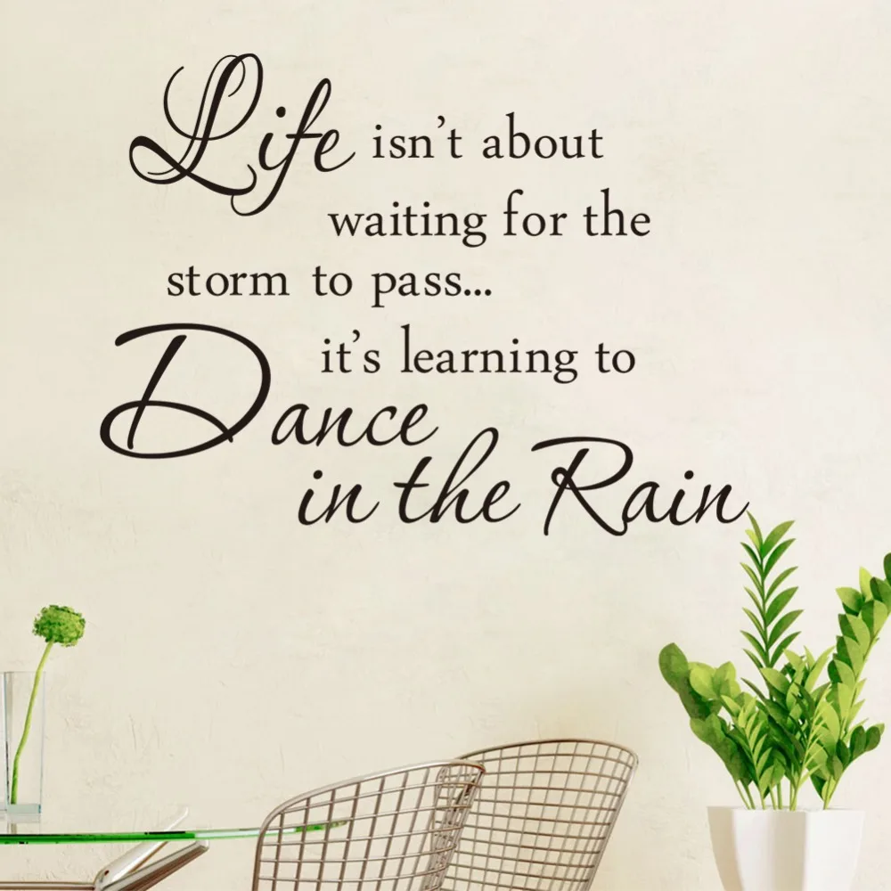 Life Isn t About Waiting For The Storm To Pass It s Learning To Dance In The Rain Famous Quote Wall Sticker Vinyl Words Stickers in Wall Stickers from Home