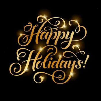 

sparkly golden Happy Holidays black photography studio background Vinyl cloth High quality Computer print party backdrop